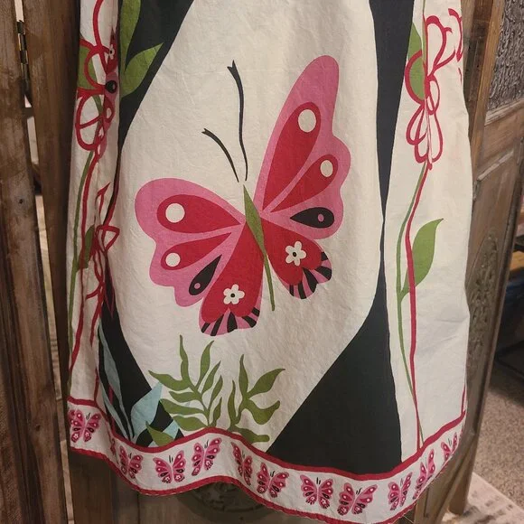 Boho Butterfly Print Sundress – Sleeveless with Crochet Trim – Size S - Picture 3 of 7